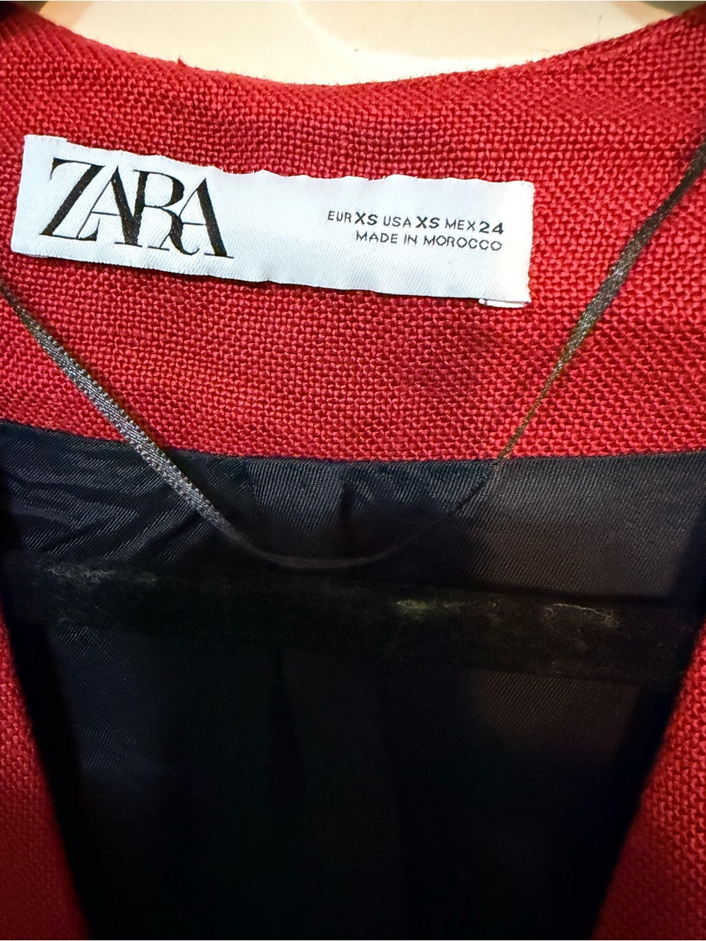 Zara Linen Red Open-Front Long Robe Coat - Picture 4 of 8